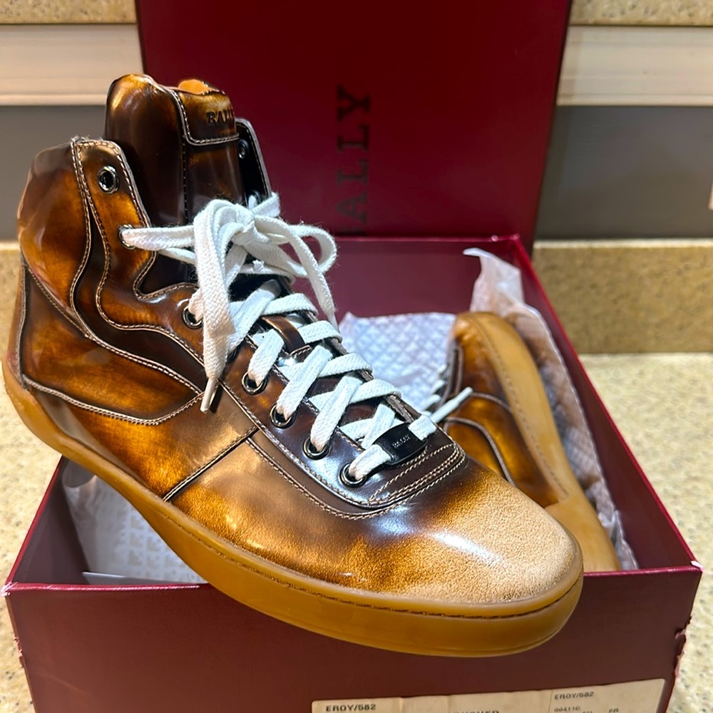 Bally Brown and Tan High-Top Sneakers